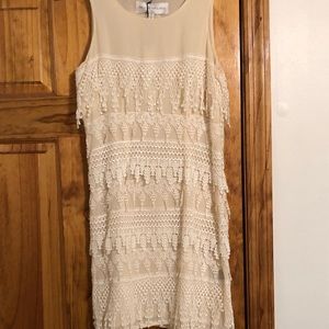 Cream colored crochet tiered dress